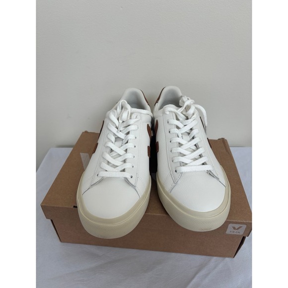Veja Campo Leather White Cognac Womens Size 10 sneakers new with box - Picture 2 of 11